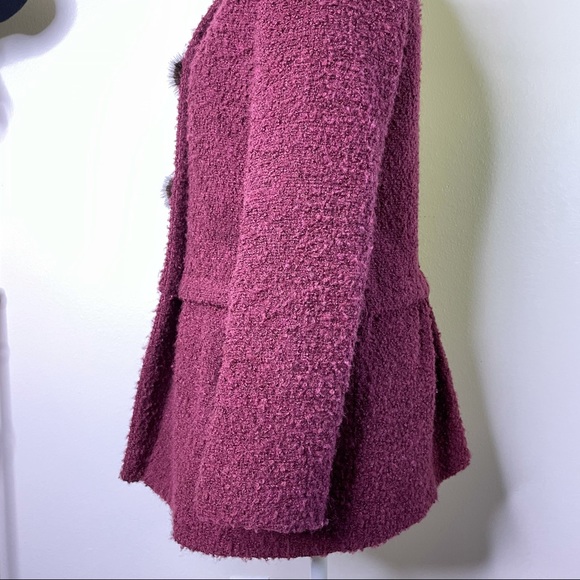 She’s Designed Italy Wool Blend Real Fur Pom Button Fashion Coat Size Large - 8 - Picture 10 of 17